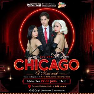 Afiche Miercoles Cultural Salesiano Chicago Musical